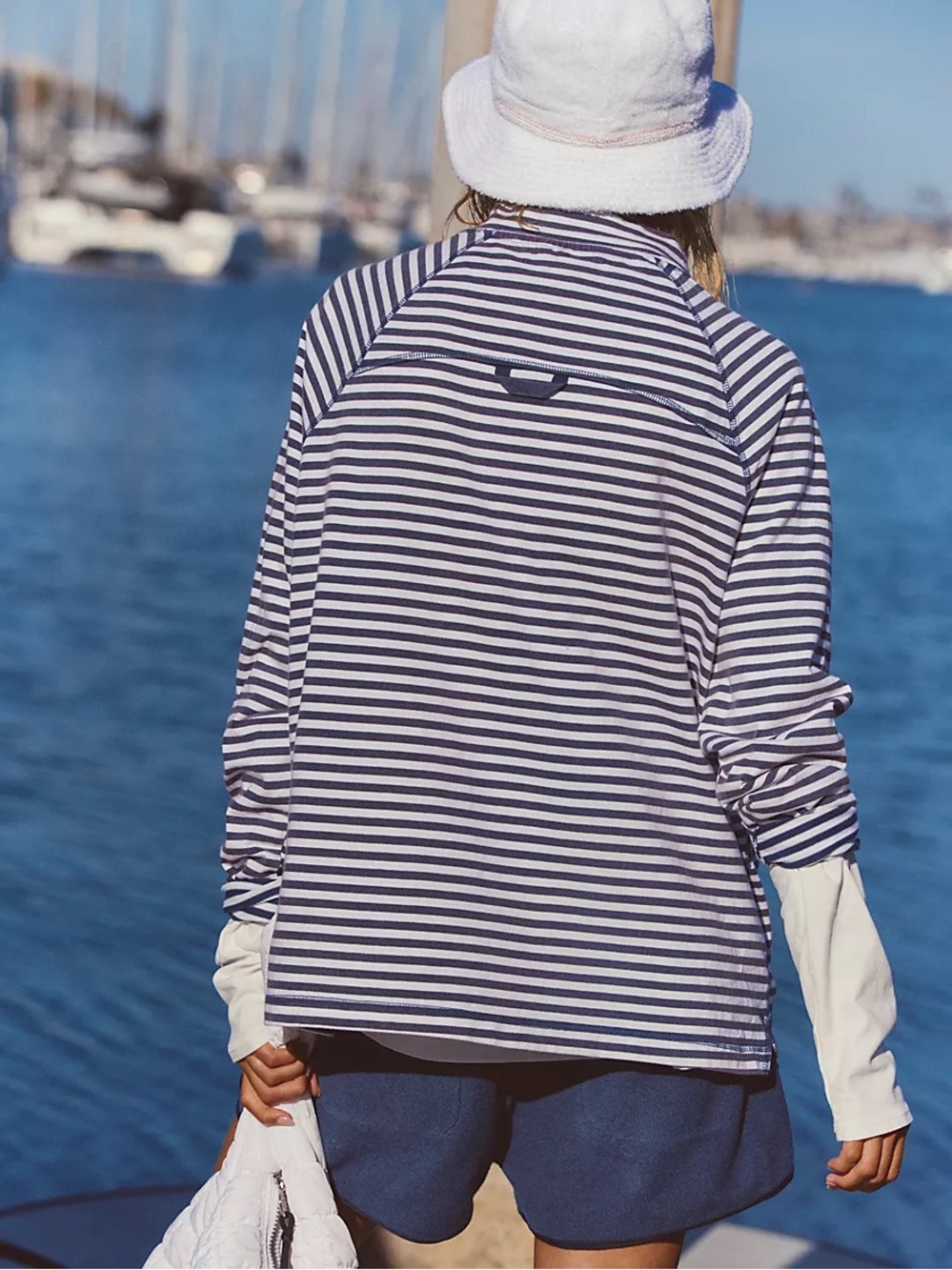 FP Movement Restoration Yarn Dye Stripe Layer NWT Navy Blue - Picture 4 of 10